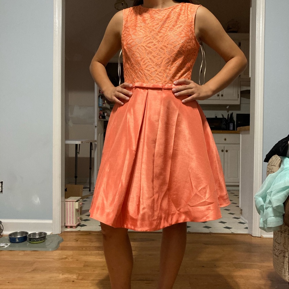 Pastel Orange Fit and Flare Dress